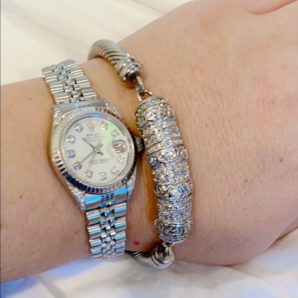 Madrid Silver Cable Barrel Bracelet